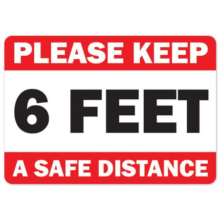 SIGNMISSION Public Safety, Please Keep 6 Feet A Safe Distance, 5in X 3.5in Decal, 10PK, OS-NS-D-35--10PK25506 OS-NS-D-35--10PK25506